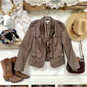 Herringbone safari cargo blazer jacket w southwestern Equestrian vibe